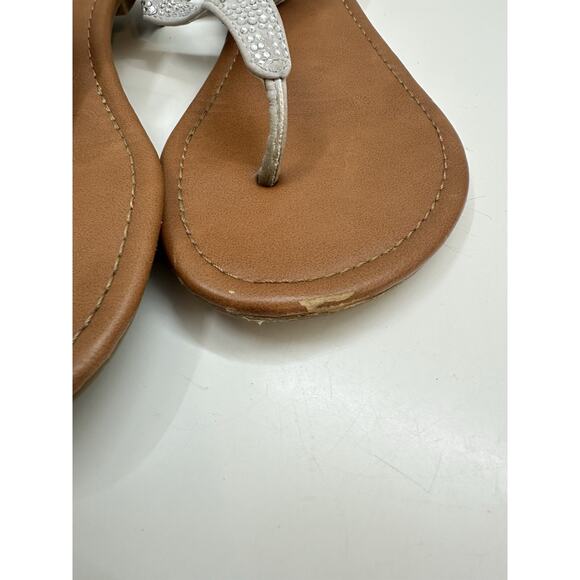 Rampage Womens Sandals Size Unknown Gray Thong Gemmed Side Buckle Flat - Picture 7 of 13